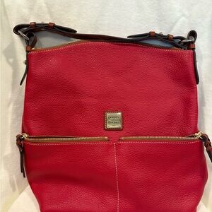 Dooney & Bourke Red Pebbled Leather Shoulder Hobo Bag